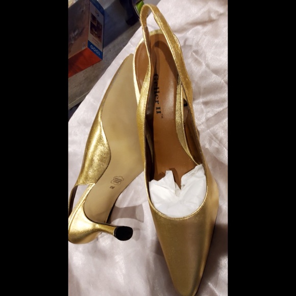 VINTAGE GOLD or BLACK SLING BACK GELLER II Collection 8M - Picture 6 of 15